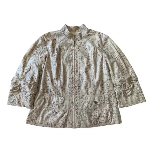 CHICO'S Vegan Leather 3/4 Sleeve Jacket Size M (1) - Picture 1 of 9